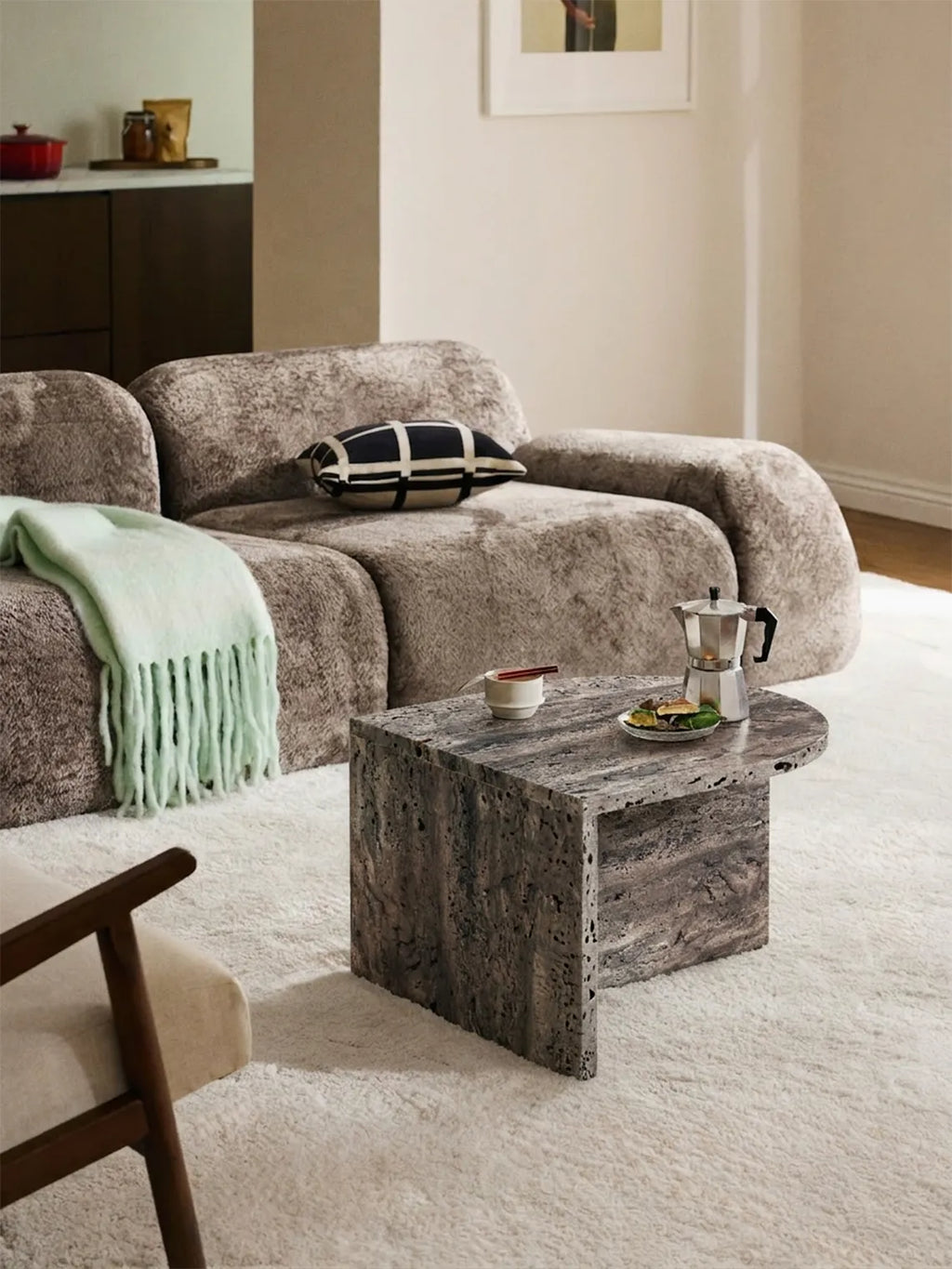 Table basse ovale en marbre