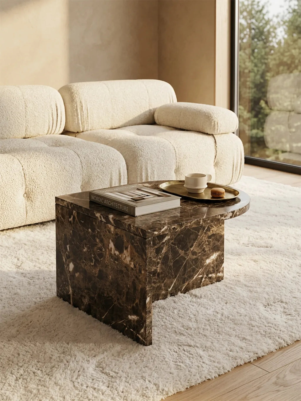 Table basse ovale en marbre